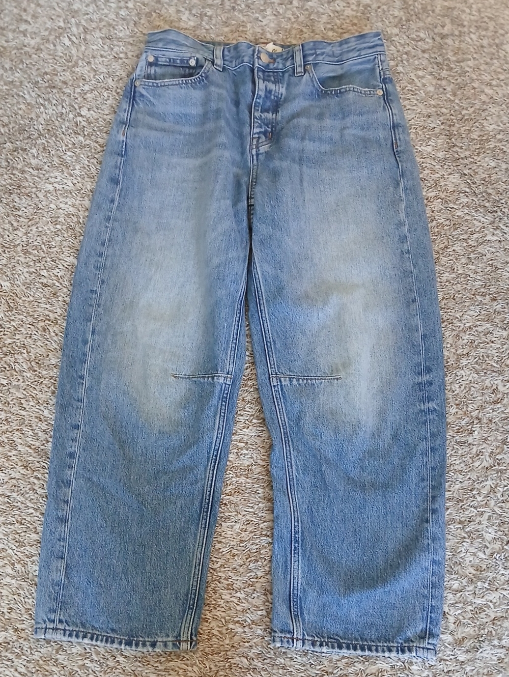 Madewell Darted Barrel-Leg Jeans Light Distressed, Button Fly Size 26